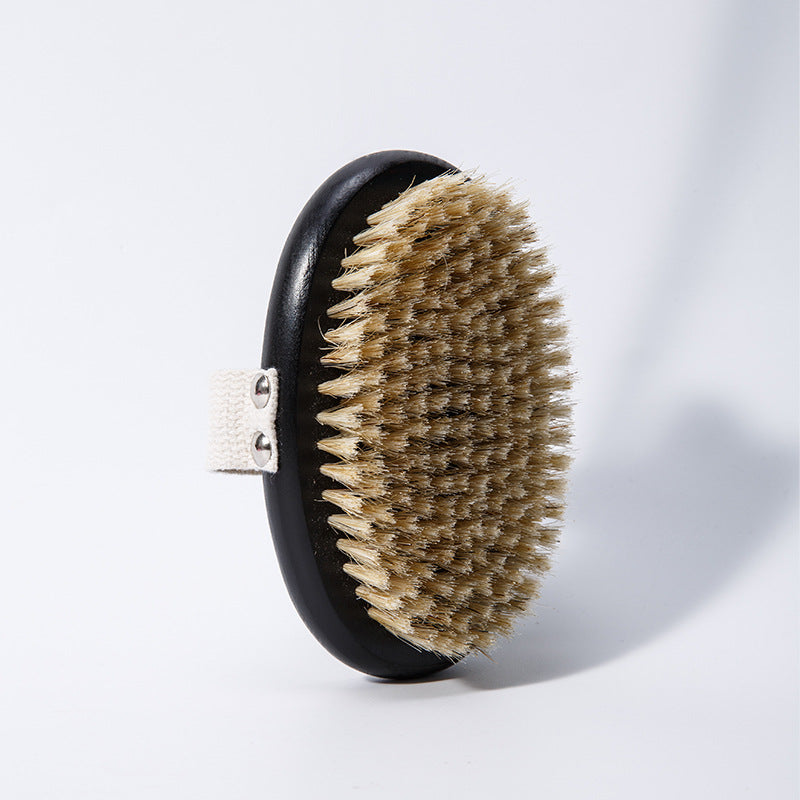 Wanmei Bath Brush, Beech Wood Bath Brush, Solid Wood Black Dry Brush, Cleaning Brush, Boar Bristle Brush, Exfoliating Brush, Bath Brush